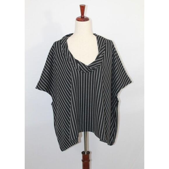 Kedem Sasson Tops - KEDEM SASSON OS 1 2 3 Black Stripe Pullover Poncho Top NWT